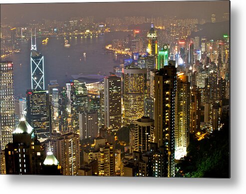  Hong Kong Night View Metal Print featuring the photograph Hong Kong night View #2 by Hisao Mogi
