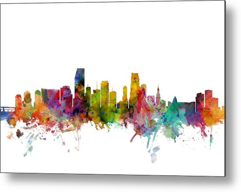 United States Metal Print featuring the digital art Miami Florida Skyline #2 by Michael Tompsett