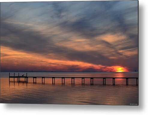 Mirrored Metal Print featuring the photograph Mirrored Sunset Colors on Santa Rosa Sound #2 by Jeff at JSJ Photography