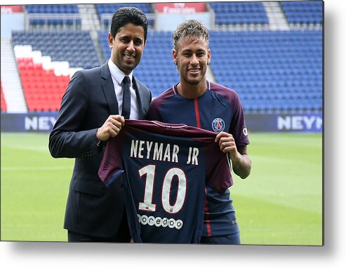 Following Metal Print featuring the photograph Neymar Signs For PSG #2 by Jean Catuffe