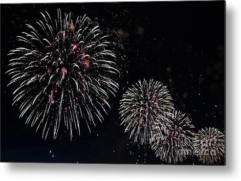 Pink Metal Print featuring the photograph Pink Fireworks #2 by Lilliana Mendez
