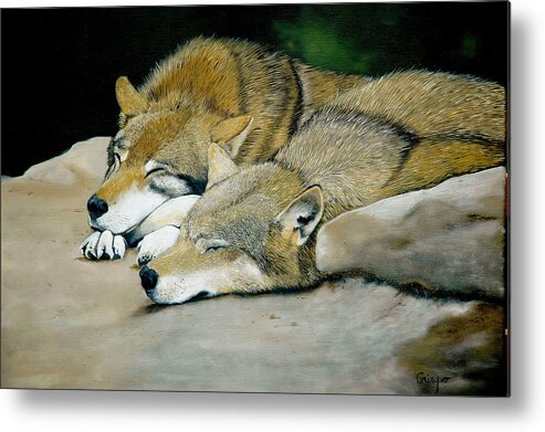 Wolves Metal Print featuring the painting Sunbath #2 by Jean Yves Crispo