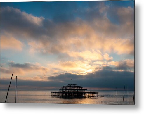 Sunset Metal Print featuring the photograph The West Pier in Brighton at sunset #2 by Dutourdumonde Photography