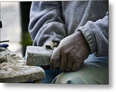 Human Metal Print featuring the photograph Working hands #2 by Paulo Goncalves