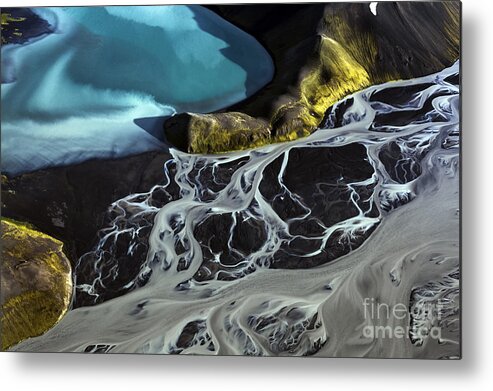 Water Metal Print featuring the pyrography Iceland Aerial Photo #34 by Gunnar Orn Arnason