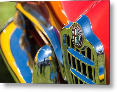 1961 Alfa Romeo Giulietta Spider Grille Emblem Metal Print featuring the photograph 1961 Alfa Romeo Giulietta Spider Grille Emblem #3 by Jill Reger