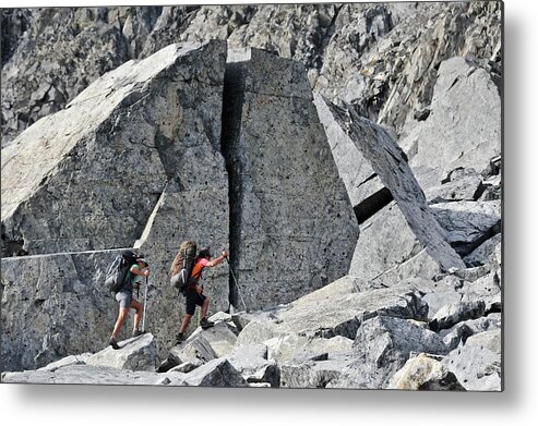 Landscape Metal Print featuring the photograph Backpackers Hiking In Minaret #3 by HagePhoto