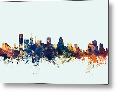 United States Metal Print featuring the digital art Baltimore Maryland Skyline by Michael Tompsett