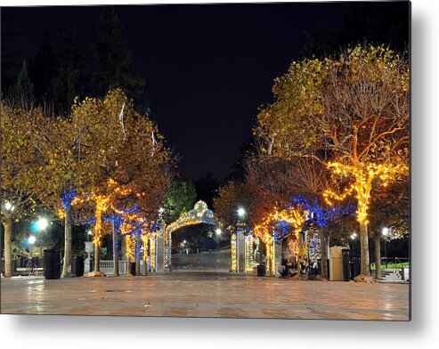 Bay Area Metal Print featuring the photograph Blue and Gold Sather Gate #3 by Joel Thai