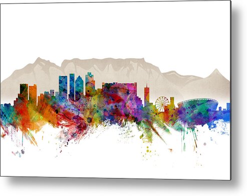 City Metal Print featuring the digital art Cape Town South Africa Skyline by Michael Tompsett