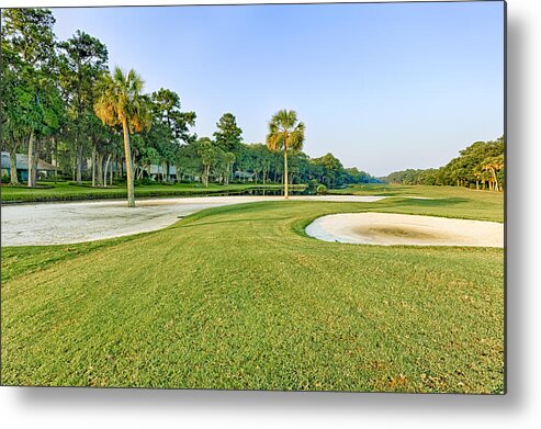 Abstract Metal Print featuring the photograph Golf Course by Peter Lakomy
