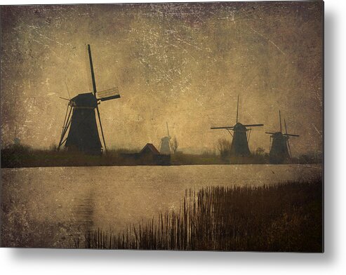 Agriculture Metal Print featuring the photograph Kinderdijk Windmills by Maria Heyens