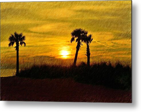 Florida Metal Print featuring the photograph 3 Palms Sunset by Richard Zentner
