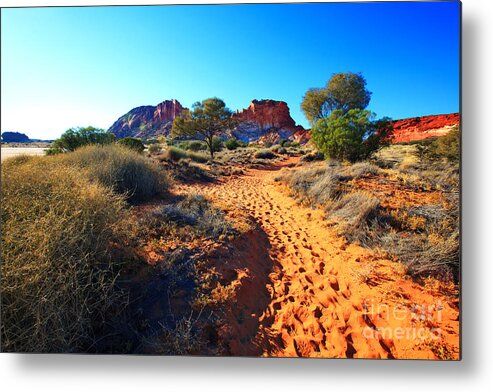 Rainbow Valley Sunrise Outback Landscape Central Australia Water Hole Northern Territory Australian Clay Pan Metal Print featuring the photograph Rainbow Valley sunrise #3 by Bill Robinson