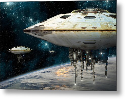 Area 51 Metal Print featuring the photograph Spaceships Invading Earth #3 by Marc Ward