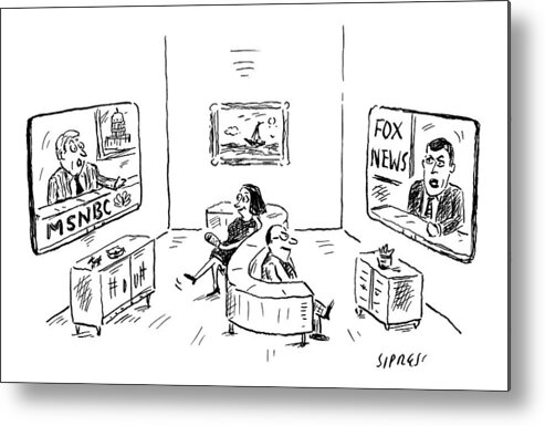 Fox News Metal Print featuring the drawing New Yorker November 14th, 2016 by David Sipress