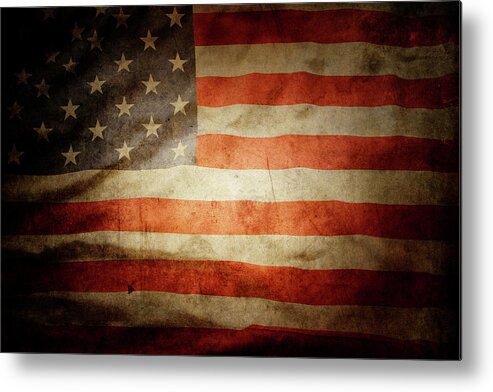 Flag Metal Print featuring the photograph Silky American flag No1 by Les Cunliffe