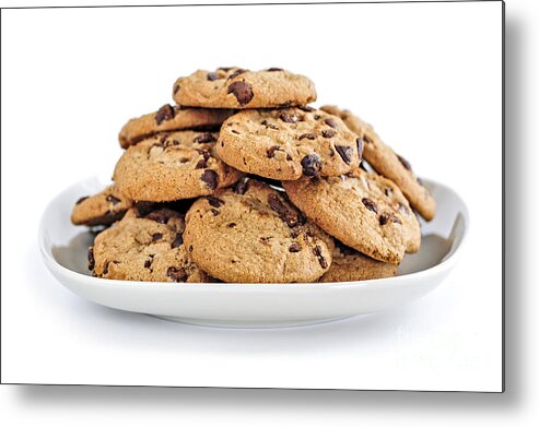 Cookies Metal Print featuring the photograph Chocolate chip cookies 1 by Elena Elisseeva