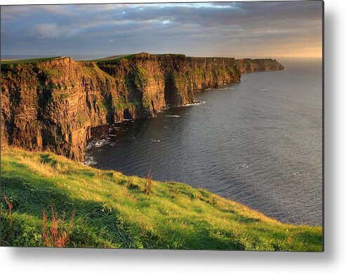 Ireland Metal Print featuring the photograph Cliffs of Moher sunset Ireland by Pierre Leclerc Photography