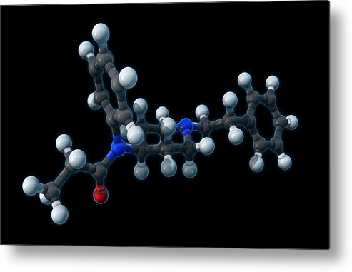Model Metal Print featuring the photograph Fentanyl, Molecular Model by Evan Oto