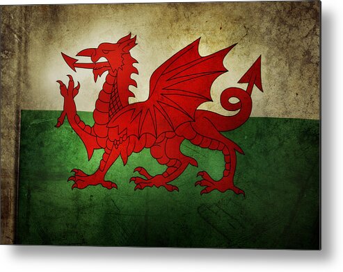 Flag Metal Print featuring the photograph Welsh flag #2 by Les Cunliffe