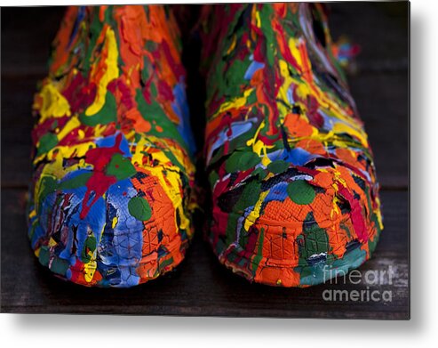 Eccentric Metal Print featuring the photograph Galoshes covered with paint #4 by Jim Corwin