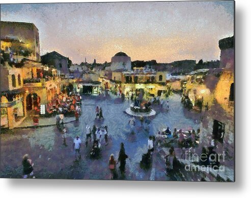 Rhodes Metal Print featuring the painting Old city of Rhodes #1 by George Atsametakis