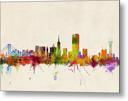 San Francisco Metal Print featuring the digital art San Francisco City Skyline #4 by Michael Tompsett