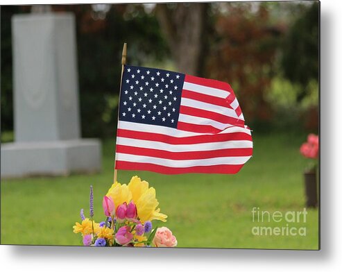 Flag Metal Print featuring the photograph US Flag on MEMORIAL DAY #1 by Robert D Brozek