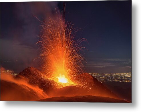 Eruption Metal Print featuring the photograph Eruption Of Mount Etna #5 by Martin Rietze/science Photo Library