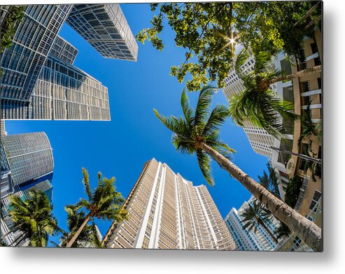 Architecture Metal Print featuring the photograph Downtown Miami Brickell Fisheye #6 by Raul Rodriguez