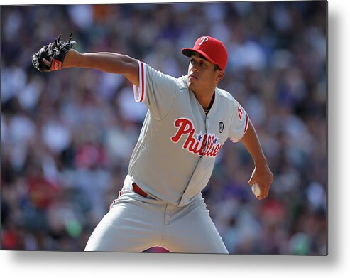Relief Pitcher Metal Print featuring the photograph Philadelphia Phillies V Colorado Rockies #6 by Doug Pensinger