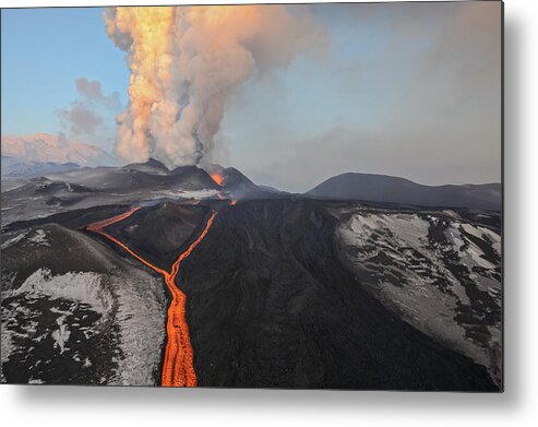 Feb0514 Metal Print featuring the photograph Tolbachik Volcano Erupting Kamchatka #6 by Sergey Gorshkov