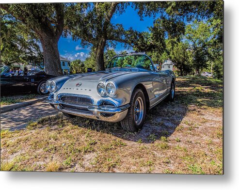 1962 Corvette Metal Print featuring the photograph 62 Vette Left front by Brian Wright