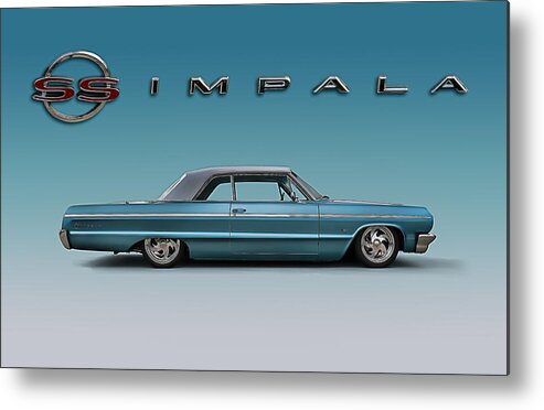 Impala Metal Print featuring the digital art '64 Impala SS by Douglas Pittman