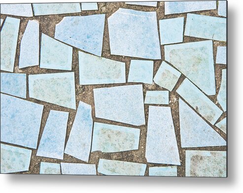 Abstract Metal Print featuring the photograph Blue tiles #7 by Tom Gowanlock