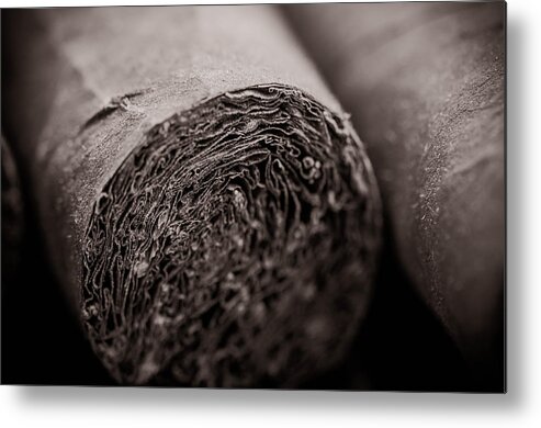 Macro Metal Print featuring the photograph Cigars #7 by Brandon Bourdages