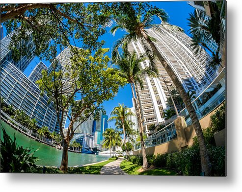 Architecture Metal Print featuring the photograph Downtown Miami Brickell Fisheye #7 by Raul Rodriguez