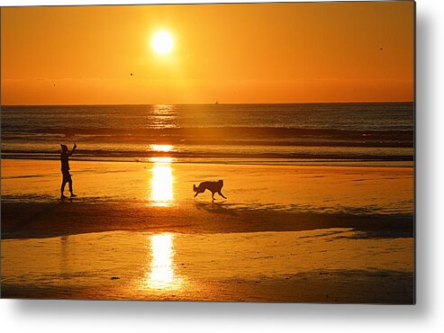 Sunset Metal Print featuring the photograph A Ball to Find by AJ Schibig