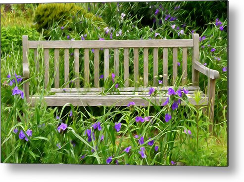 Bench Metal Print featuring the photograph A Bench For The Flowers by Gary Slawsky