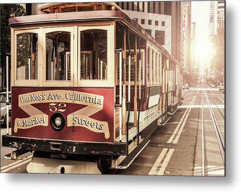 San Francisco Metal Print featuring the photograph A Close-up Of A Cable Car In San by Moreiso