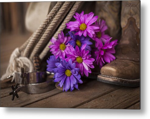 Landscape Metal Print featuring the photograph A Cowgirl's Flowers by Amber Kresge