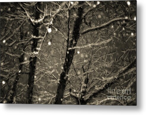 Andee Design Snow Metal Print featuring the photograph A Dark And Snowy Night Painterly 4 by Andee Design
