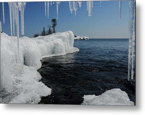 Ice Cave  Lake Superior  Ice Formations Metal Print featuring the photograph A different point of view by Sandra Updyke