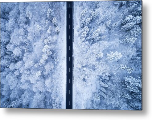 Road Metal Print featuring the photograph A Frosty Road by Daniel Fleischhacker