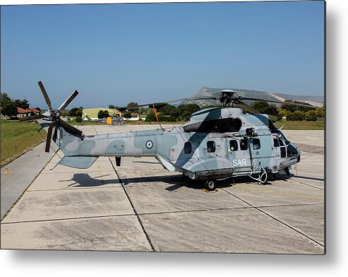 Greece Metal Print featuring the photograph A Hellenic Air Force Super Puma Search by Timm Ziegenthaler