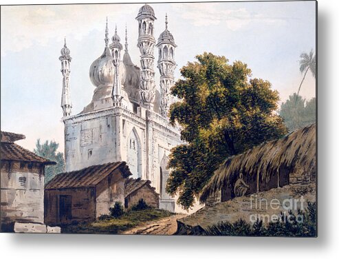 Indian Metal Print featuring the drawing A Mosque at Gazipoor by William Hodges