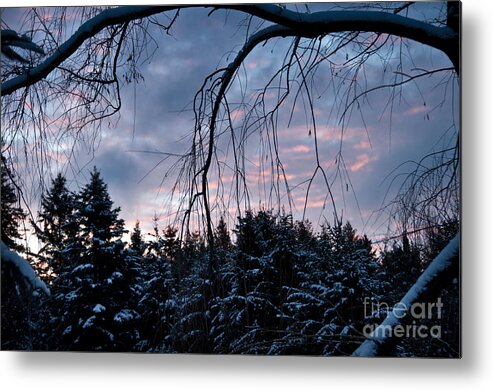 Sunrise Sky Metal Print featuring the photograph A peek into the morning by Cheryl Baxter