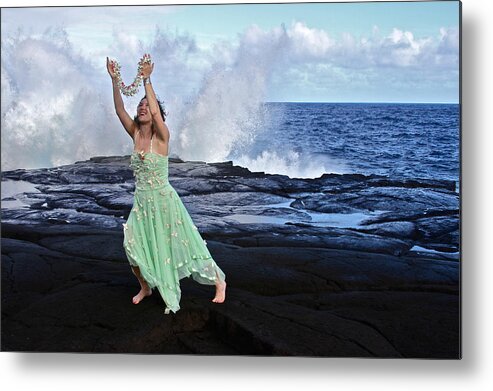 People. Woman Metal Print featuring the photograph A Tribute to the Goddess Pele by Venetia Featherstone-Witty