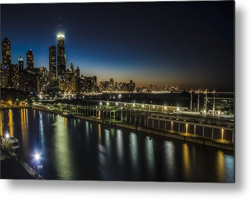 Chicago Skyline Metal Print featuring the photograph A unique look at The Chicago Skyline at dusk by Sven Brogren